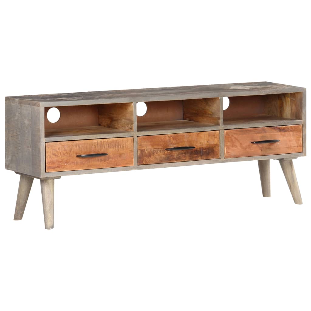 vidaXL TV Cabinet Grey 130x35x51 cm Solid Rough Mango Wood