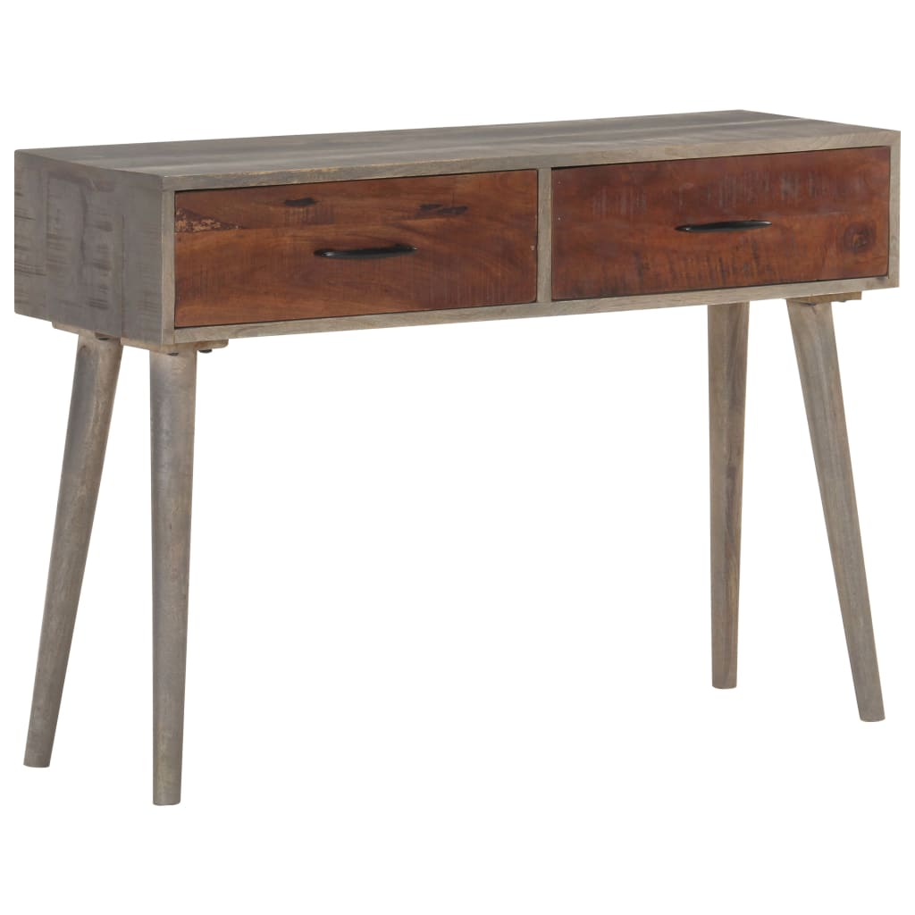vidaXL Console Table Grey 110x35x75 cm Solid Rough Mango Wood