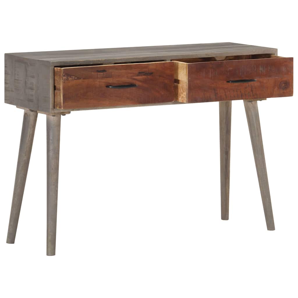 321807 vidaXL Console Table Grey 110x35x75 cm Solid Rough Mango Wood