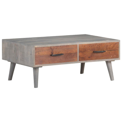 321808 vidaXL Coffee Table Grey 100x60x40 cm Solid Rough Mango Wood
