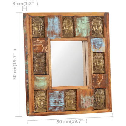 vidaXL Mirror with Buddha Cladding 50x50 cm Solid Reclaimed Wood