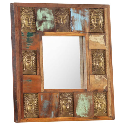 vidaXL Mirror with Buddha Cladding 50x50 cm Solid Reclaimed Wood