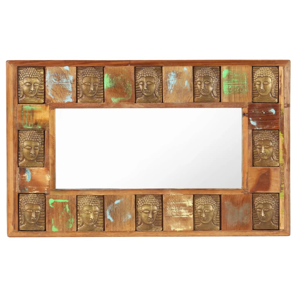 vidaXL Mirror with Buddha Cladding 80x50 cm Solid Reclaimed Wood