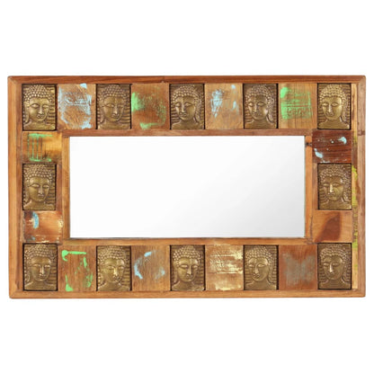 vidaXL Mirror with Buddha Cladding 80x50 cm Solid Reclaimed Wood