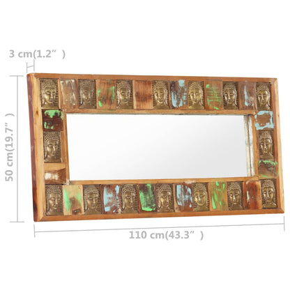 vidaXL Mirror with Buddha Cladding 110x50 cm Solid Reclaimed Wood