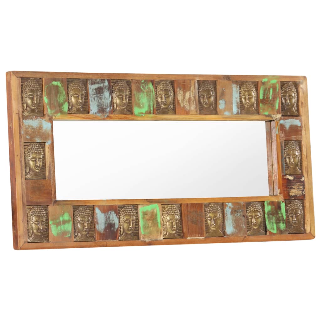 vidaXL Mirror with Buddha Cladding 110x50 cm Solid Reclaimed Wood