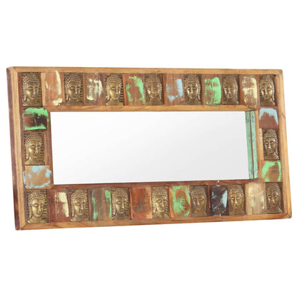vidaXL Mirror with Buddha Cladding 110x50 cm Solid Reclaimed Wood