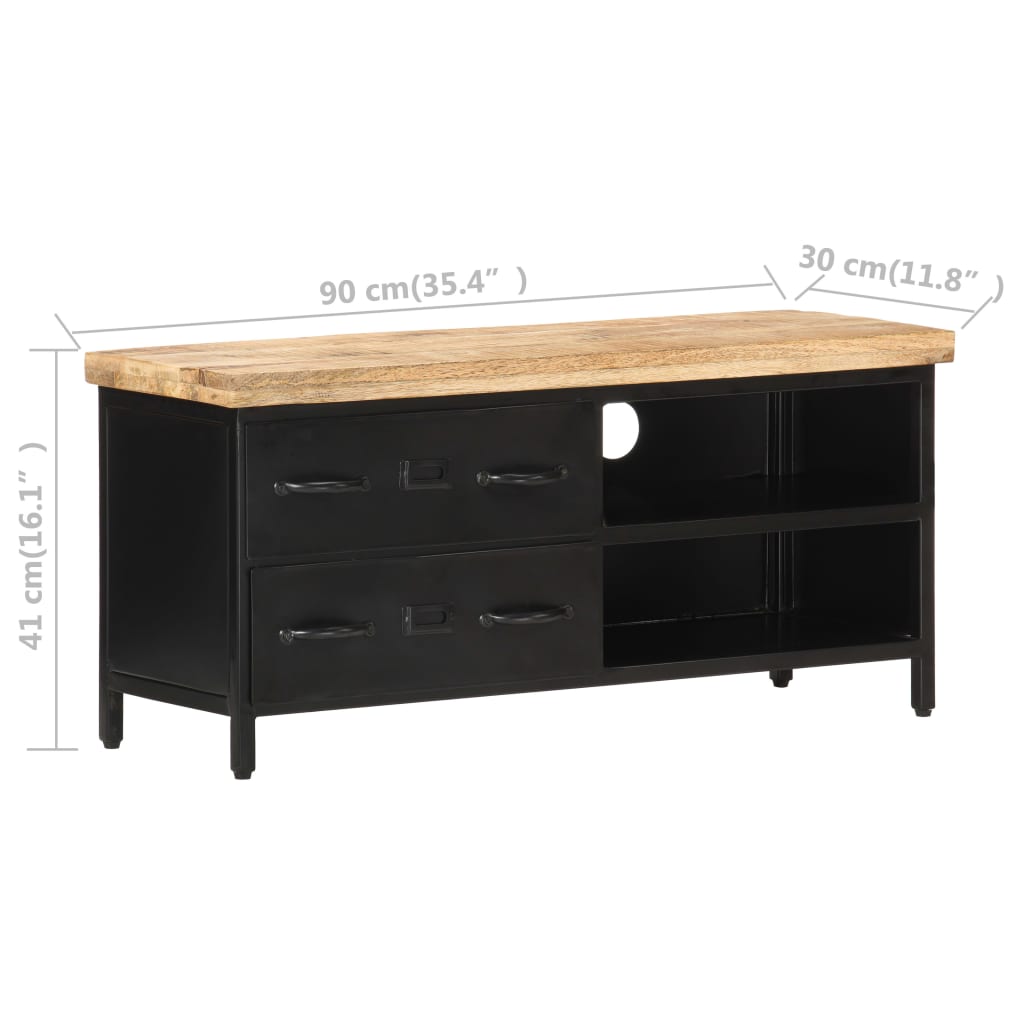 vidaXL TV Cabinet 90x30x41 cm Rough Mango Wood