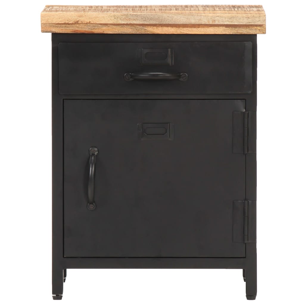 vidaXL Bedside Cabinet | Black and natural wood