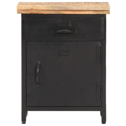 vidaXL Bedside Cabinet | Black and natural wood