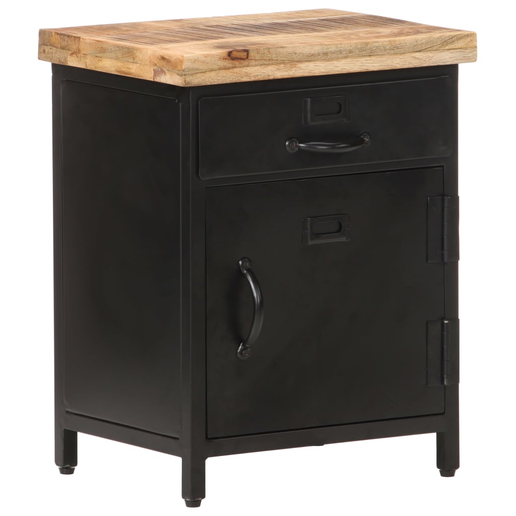 vidaXL Bedside Cabinet | Black and natural wood