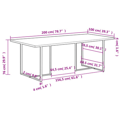 vidaXL Dining Table 200 cm Rough Mango Wood