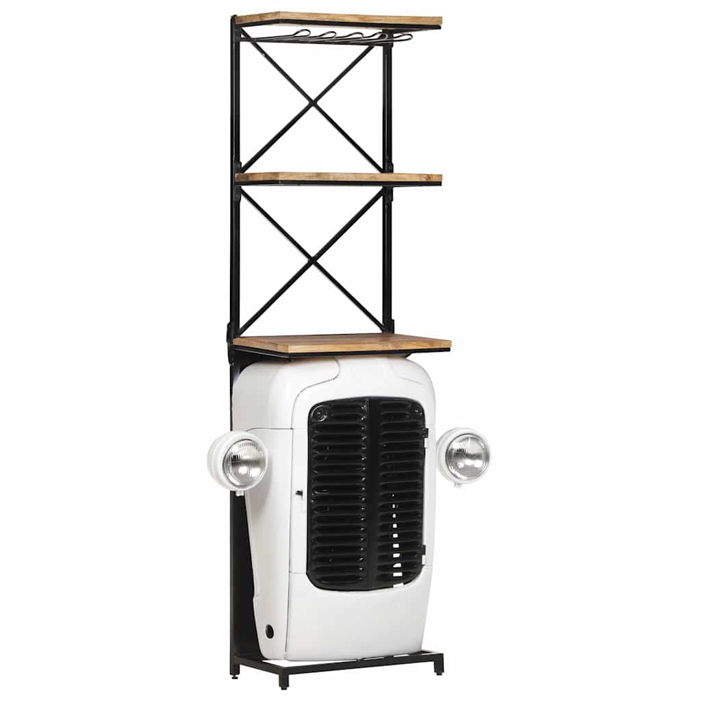 320487 vidaXL Tractor Wine Cabinet White 49x31x172 cm Rough Mango Wood