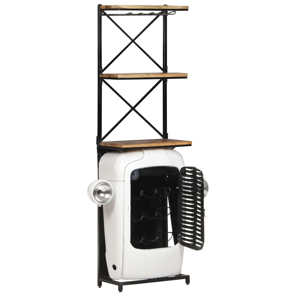 vidaXL Tractor Wine Cabinet White 49x31x172 cm Rough Mango Wood