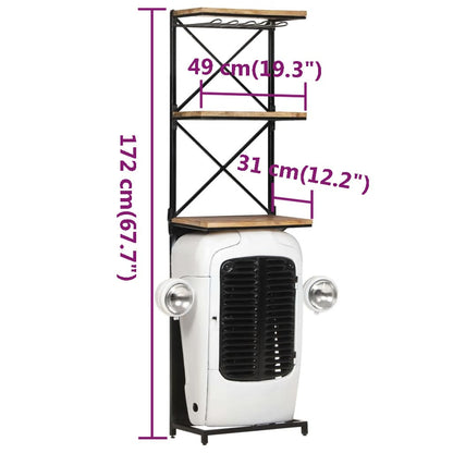 vidaXL Tractor Wine Cabinet White 49x31x172 cm Rough Mango Wood