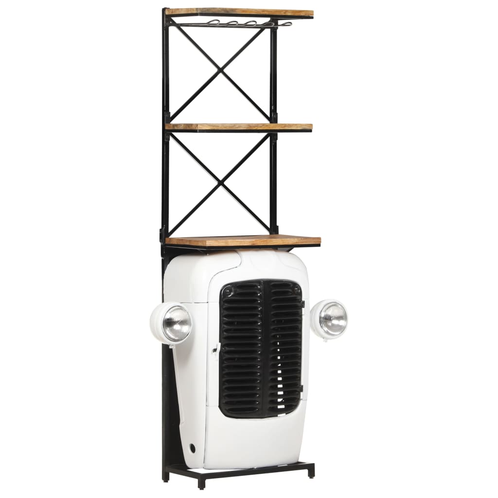 vidaXL Tractor Wine Cabinet White 49x31x172 cm Rough Mango Wood