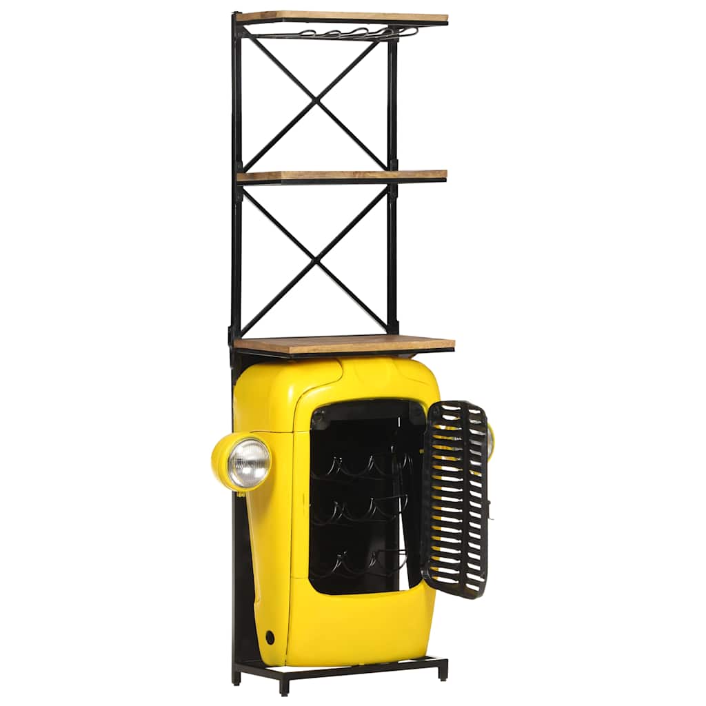 320488 vidaXL Tractor Wine Cabinet Yellow 49x31x172 cm Solid Mango Wood
