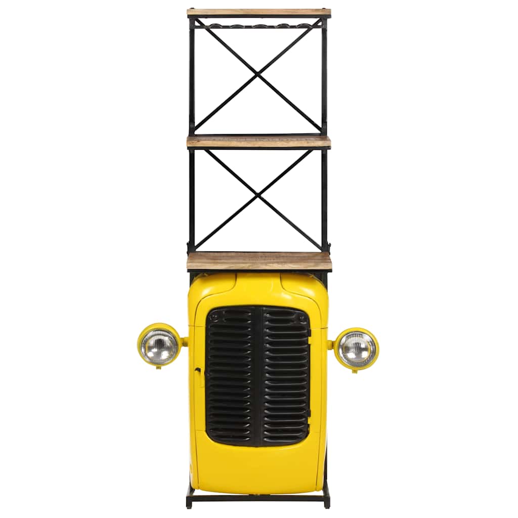 320488 vidaXL Tractor Wine Cabinet Yellow 49x31x172 cm Solid Mango Wood