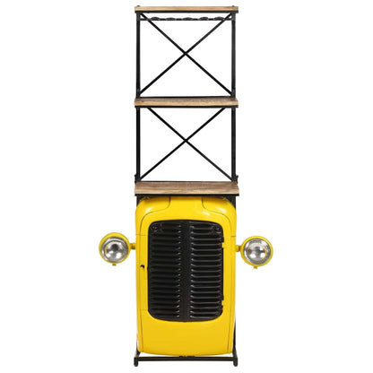 320488 vidaXL Tractor Wine Cabinet Yellow 49x31x172 cm Solid Mango Wood