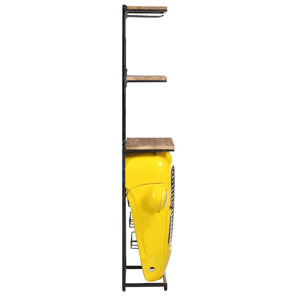 320488 vidaXL Tractor Wine Cabinet Yellow 49x31x172 cm Solid Mango Wood