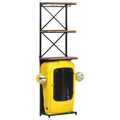 320488 vidaXL Tractor Wine Cabinet Yellow 49x31x172 cm Solid Mango Wood