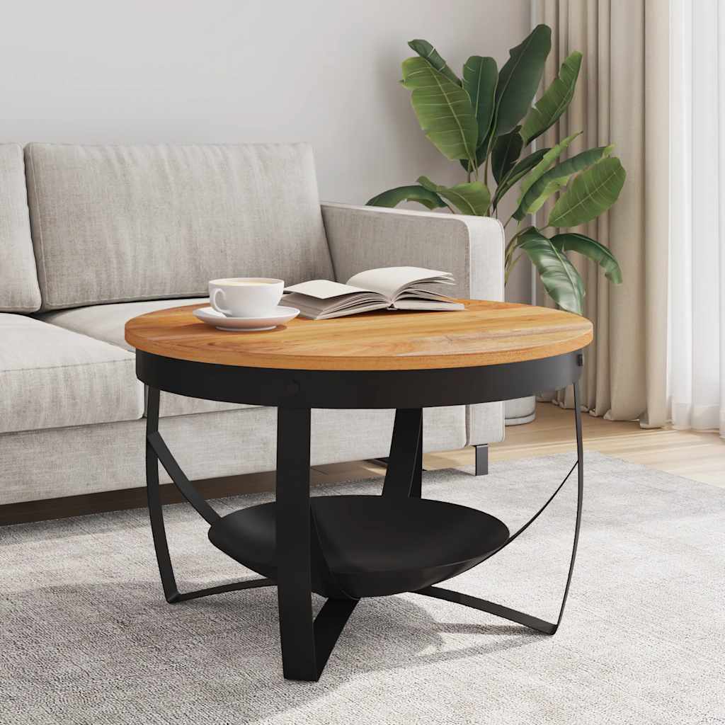 vidaXL Coffee Table | Natural, Black | Solid Acacia wood, Iron | Medium
