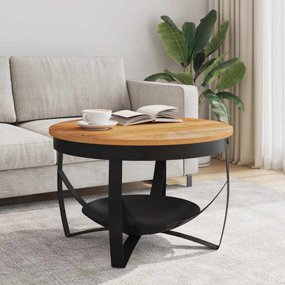 vidaXL Coffee Table | Natural, Black | Solid Acacia wood, Iron | Medium