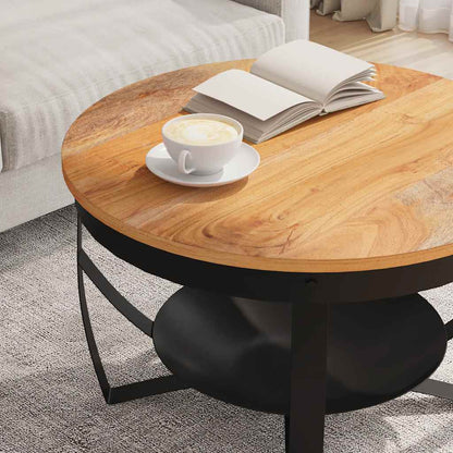 vidaXL Coffee Table | Natural, Black | Solid Acacia wood, Iron | Medium