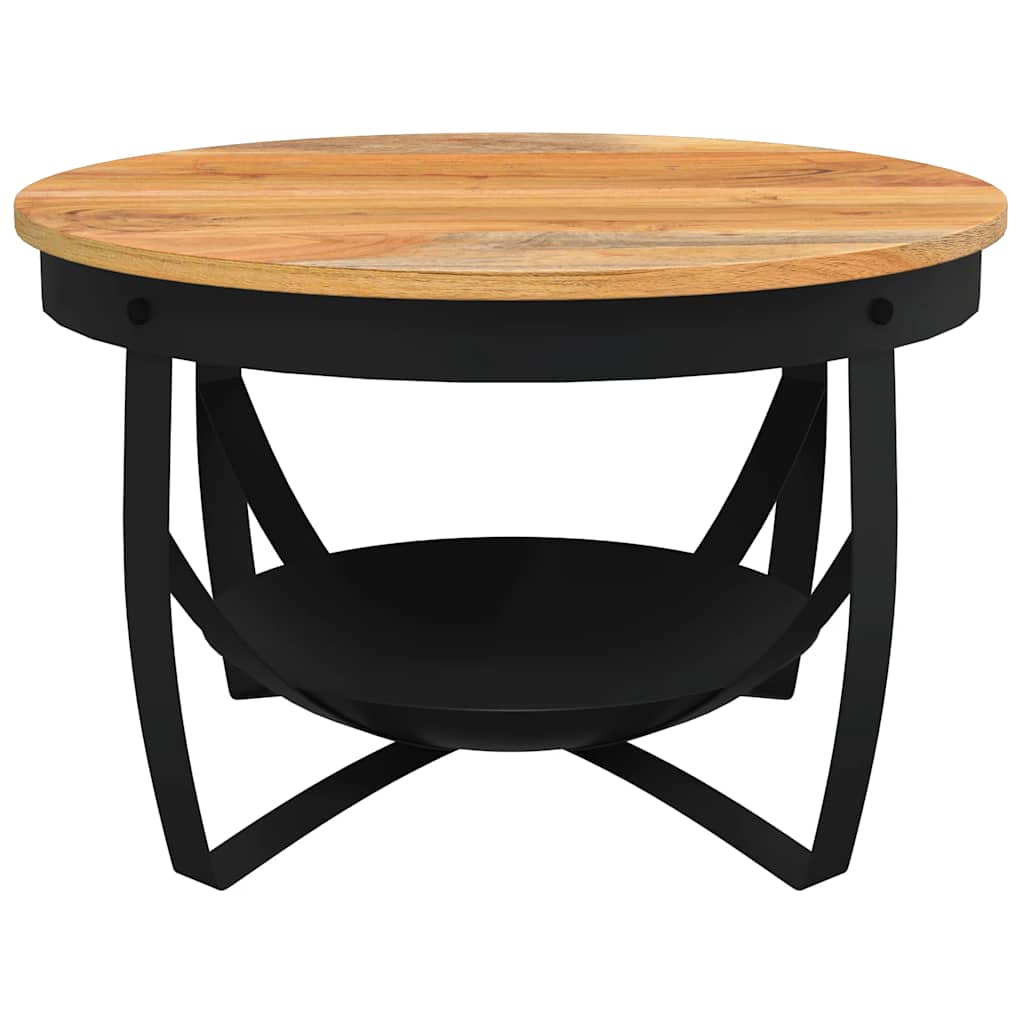 vidaXL Coffee Table | Natural, Black | Solid Acacia wood, Iron | Medium