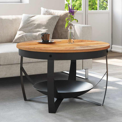 vidaXL Coffee Table | Natural, Black | Solid Acacia wood, Iron | Medium
