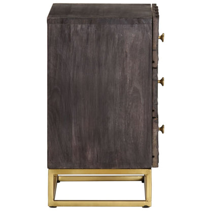 vidaXL Bed Cabinet | Black | Solid mango wood, brass powder-coated iron | Medium