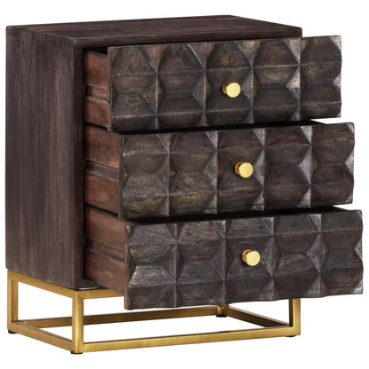 vidaXL Bed Cabinet | Black | Solid mango wood, brass powder-coated iron | Medium