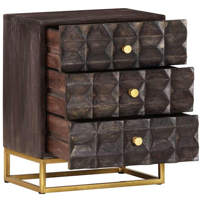 320813 vidaXL Bed Cabinet Black 40x30x50 cm Solid Mango Wood