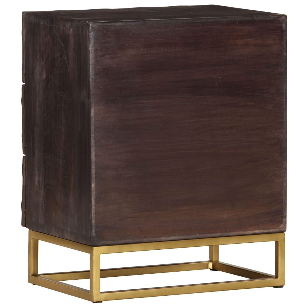 vidaXL Bed Cabinet | Black | Solid mango wood, brass powder-coated iron | Medium