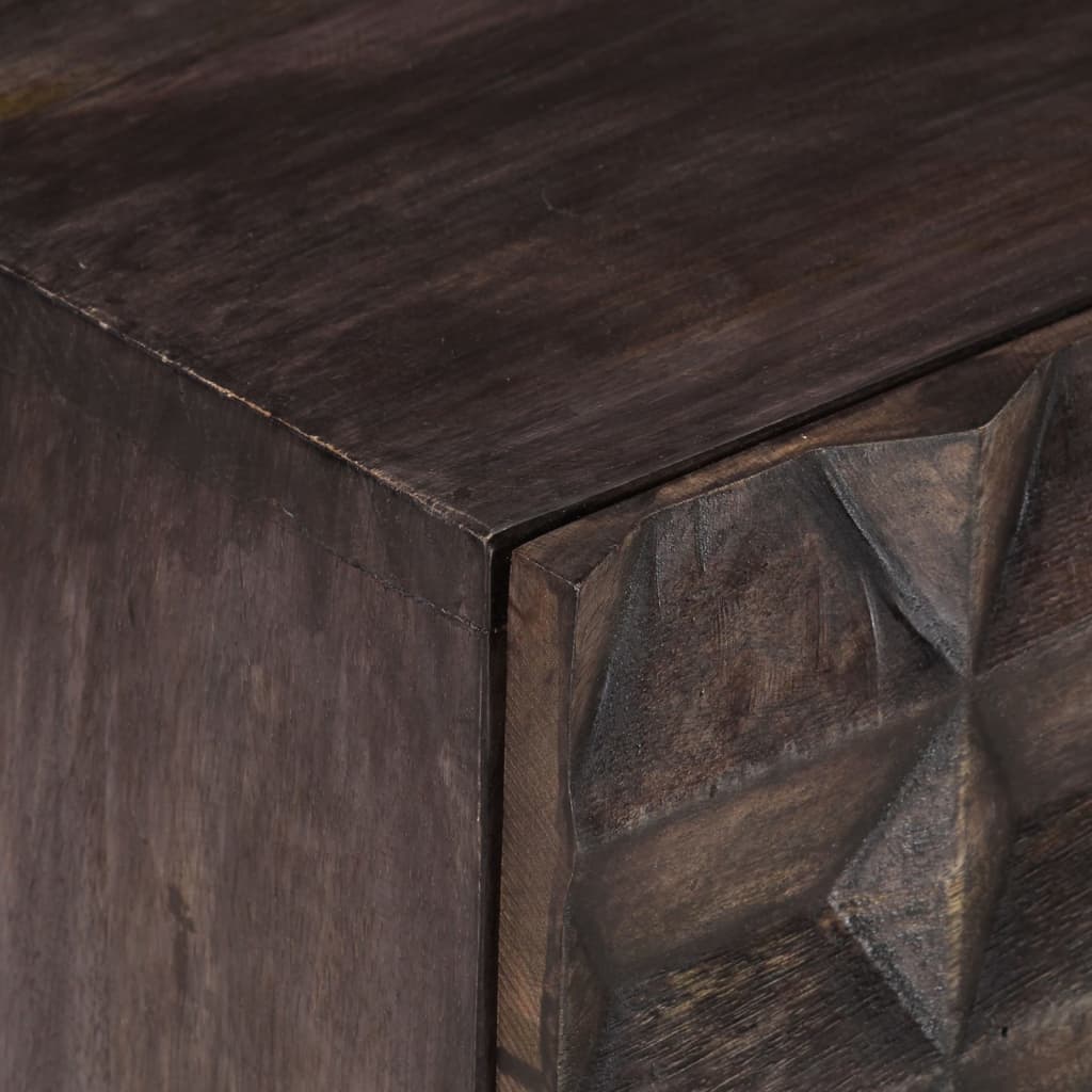 vidaXL Bed Cabinet | Black | Solid mango wood, brass powder-coated iron | Medium
