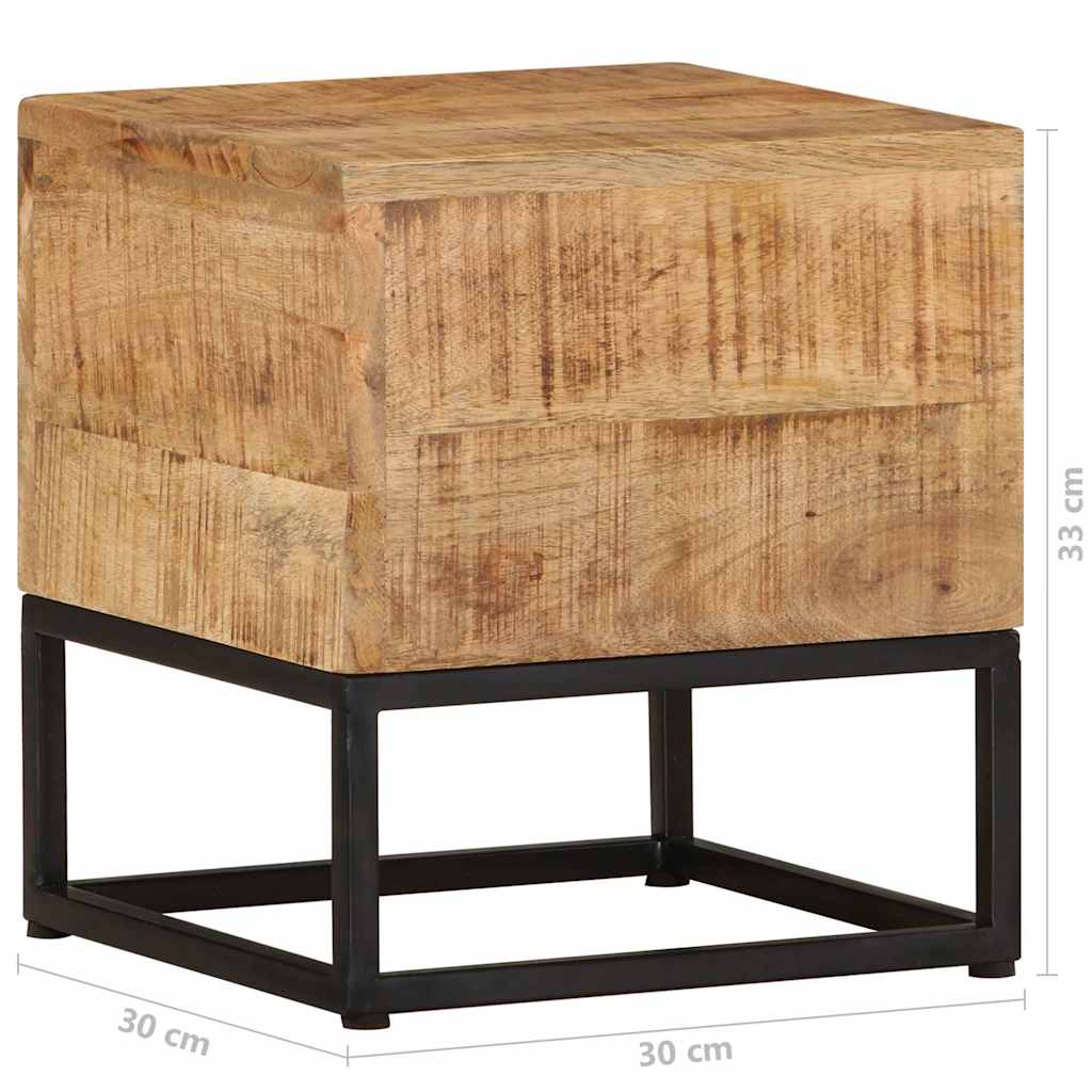 320814 vidaXL Side Table 30x30x33 cm Rough Mango Wood