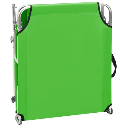 vidaXL Folding Sun Lounger with Canopy Steel Apple Green
