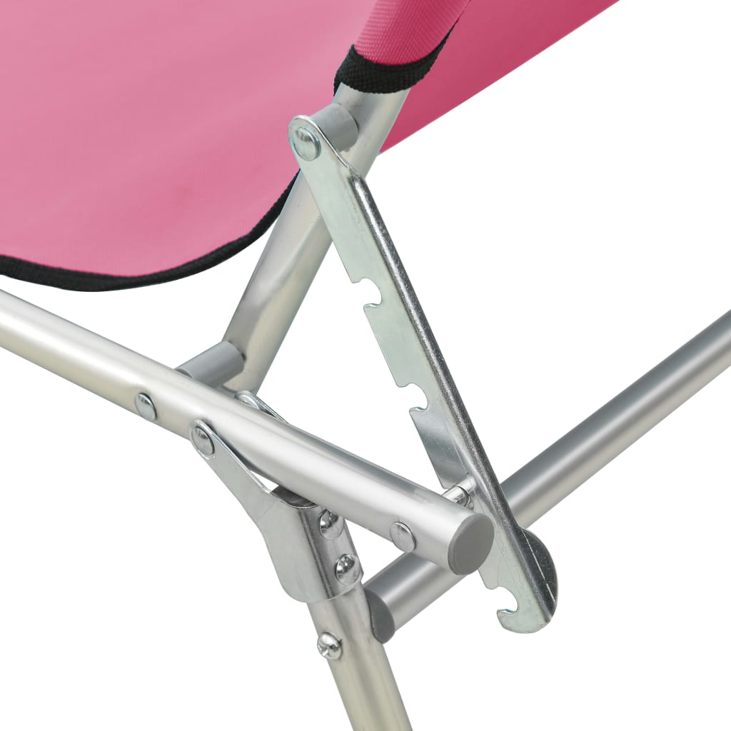 vidaXL Folding Sun Lounger with Canopy Steel Magento Pink