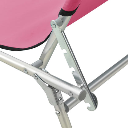 vidaXL Folding Sun Lounger with Canopy Steel Magento Pink