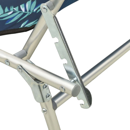 vidaXL Folding Sun Lounger with Canopy Steel Leaves Print