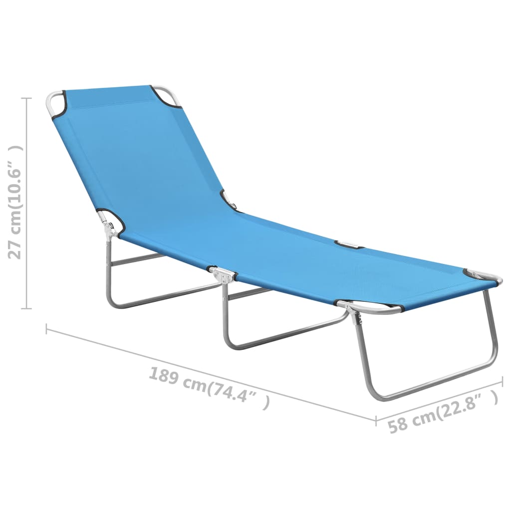 vidaXL Sun Lounger | Turquoise Blue | Oxford fabric, Powder-coated steel