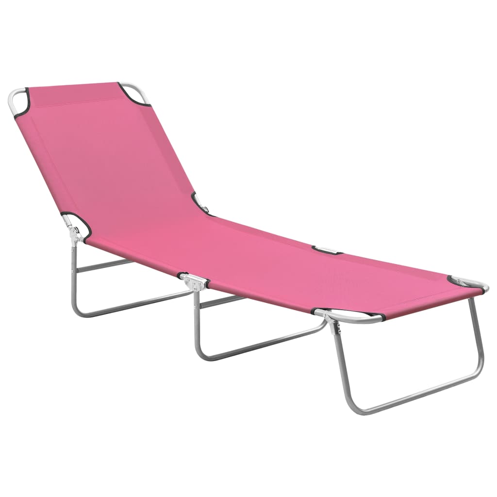vidaXL Sun Lounger | Pink | Oxford fabric, Powder-coated steel | Standard