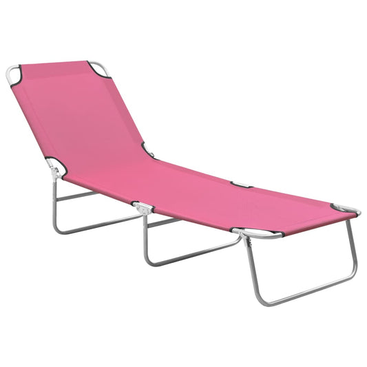 vidaXL Sun Lounger | Pink | Oxford fabric, Powder-coated steel | Standard