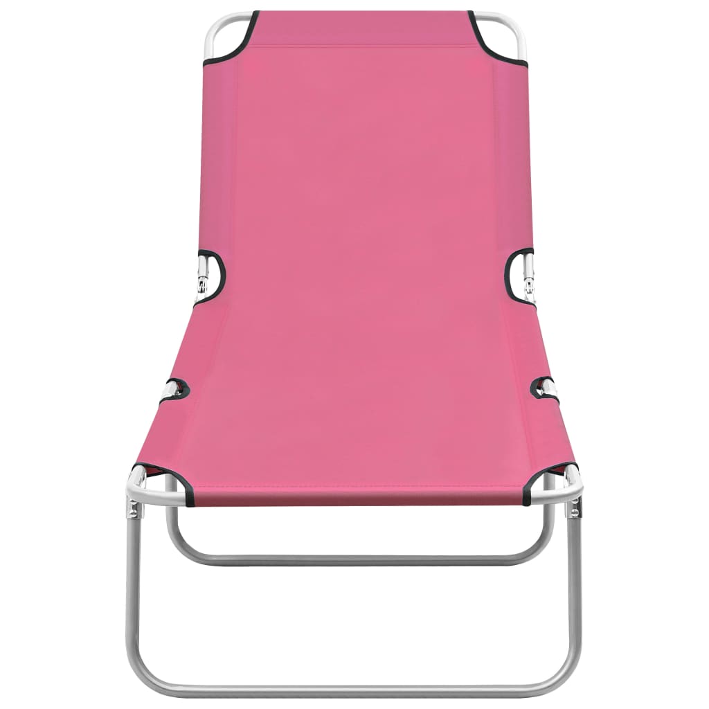 vidaXL Sun Lounger | Pink | Oxford fabric, Powder-coated steel | Standard