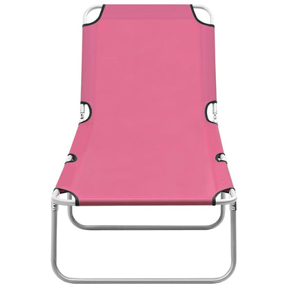 vidaXL Sun Lounger | Pink | Oxford fabric, Powder-coated steel | Standard
