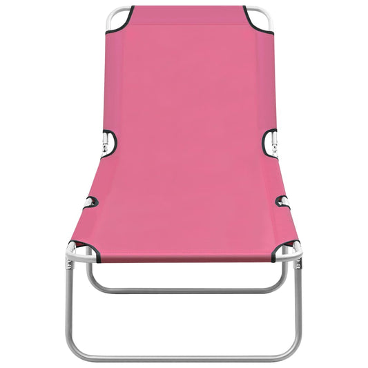 vidaXL Sun Lounger | Pink | Oxford fabric, Powder-coated steel | Standard