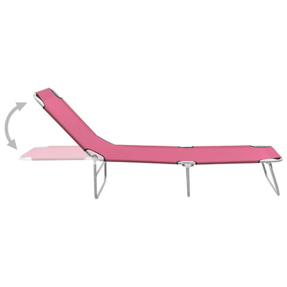 vidaXL Sun Lounger | Pink | Oxford fabric, Powder-coated steel | Standard