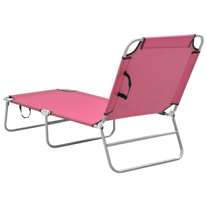 vidaXL Sun Lounger | Pink | Oxford fabric, Powder-coated steel | Standard