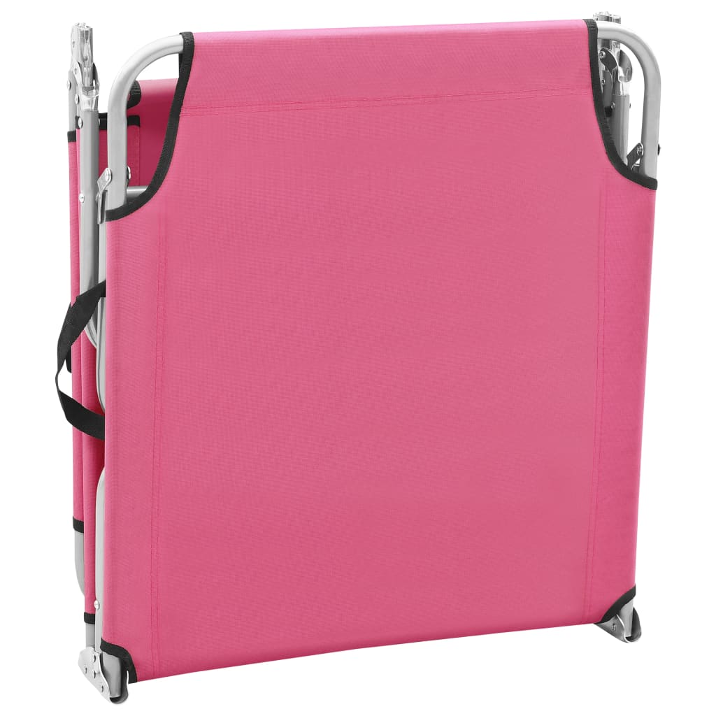 vidaXL Sun Lounger | Pink | Oxford fabric, Powder-coated steel | Standard