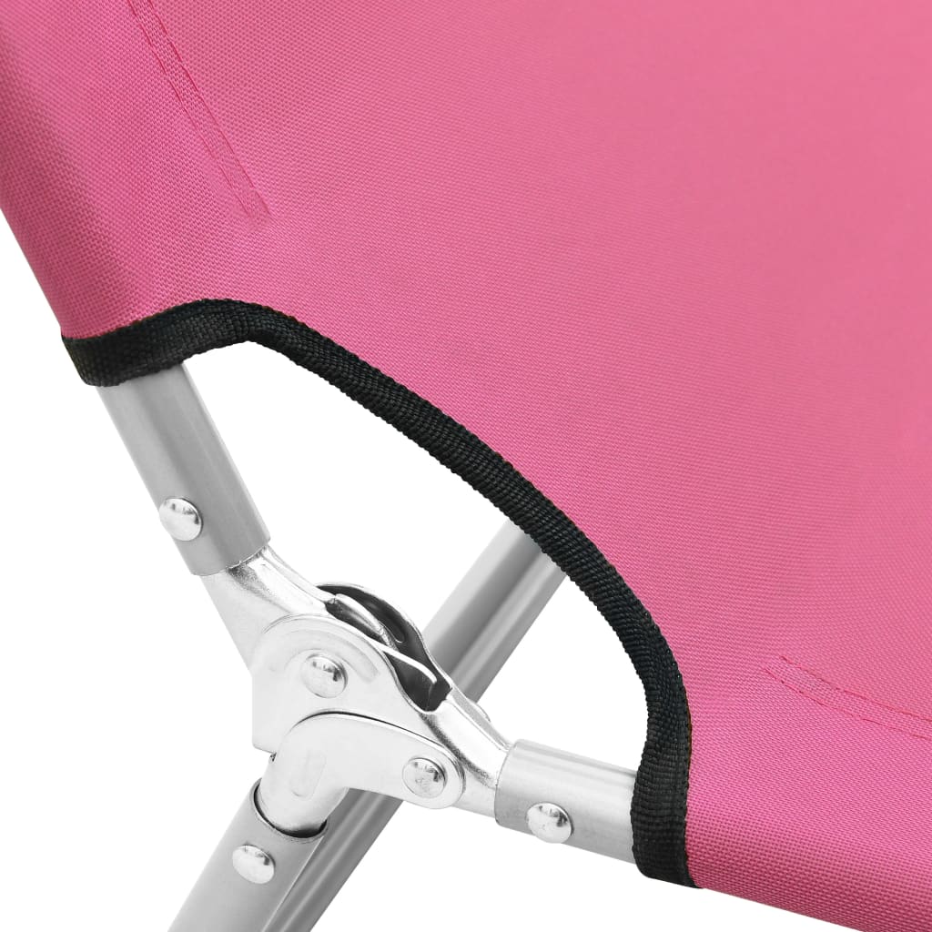 vidaXL Sun Lounger | Pink | Oxford fabric, Powder-coated steel | Standard